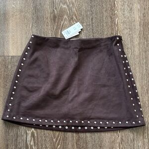 Abercrombie & Fitch Brown Silver Stud Embellished Mini Skirt